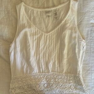 Emma James White Tank Top with Lace Detail